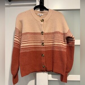 NEW WITH TAG! Madewell Striped Button-Up Cardigan - Tan and orange-ish.